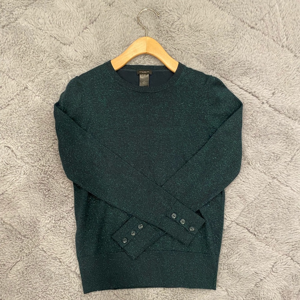 Ann Taylor Green Glitter Sweater